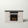 Farmhouse Rustic Ivory/Espresso TV Center | Electric Fireplace Included