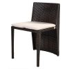 Compact 3-Piece Espresso/White Wicker Patio Chair Table Set with Cushions