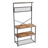 Modern Metal Wood 4-Shelf Baker's Rack/Microwave Stand