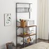 Modern Metal Wood 4-Shelf Baker's Rack/Microwave Stand