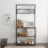 Modern Metal Wood 4-Shelf Baker's Rack/Microwave Stand