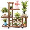 Indoor Outdoor Solid Wood 6-Tier Plant Stand on Wheels