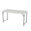 4-Foot Three Adjustable Height White HDPE Folding Table