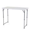 4-Foot Three Adjustable Height White HDPE Folding Table