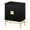 24in Retro 2 Drawer NightStand End Table Cappuccino with Gold Metal Legs