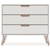 Modern Bedroom Scandinavian Style 3-Drawer Dresser in Off-White Natural Finish