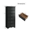 Modern Black 6 Drawer Tall Wood Dresser Chest