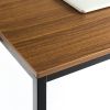 Modern Home Office Desk | Black Metal Frame, Brown Wood Top