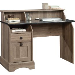 Rustic Oak Slat Top Computer Desk | Filing Cabinet | Stylish