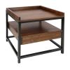 Modern 1-Drawer End Table Nightstand in Mocha Brown with Black Finish