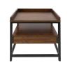 Modern 1-Drawer End Table Nightstand in Mocha Brown with Black Finish