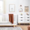 Modern Mid-Century 6-Drawer Double Dresser, White/Natural