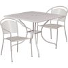 Stylish Grey Steel Metal Patio Furniture Set | 3-Piece | 2 Chairs and 1 Table