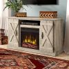 Farmhouse Rustic Pine TV Center | Electric Fireplace Included