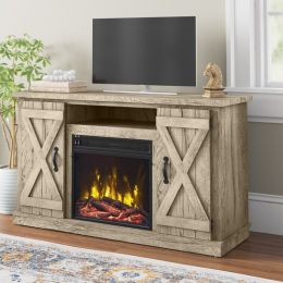 Farmhouse Rustic Pine TV Center | Electric Fireplace Included