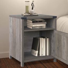 Rustic Oak Barn Door Nightstand in Rustic Oak