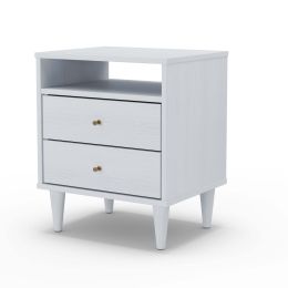 Farmhouse Rustic White Mid Century 2-drawer Nightstand