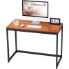 Compact Modern Home Office Laptop Desk | Metal Frame, Wood Top