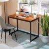 Compact Modern Home Office Laptop Desk | Metal Frame, Wood Top