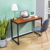 Compact Modern Home Office Laptop Desk | Metal Frame, Wood Top