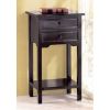 Set of 2 Nightstand Side Tables / End Table in Black Finish Pine Wood