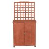 Outdoor Storage Solid Wood Cabinet Potting Bench with Hanging Lattice Trellis