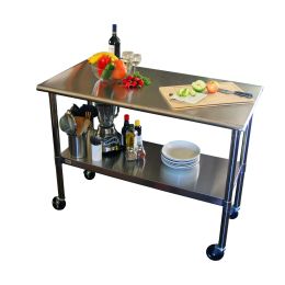 2ft x 4ft Stainless Steel Top Kitchen Prep Table w/Locking Casters Wheels