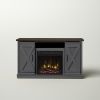 Farmhouse Rustic Grey/Espresso TV Center | Electric Fireplace Included