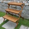 3-Tier Planter Stand in Eucalyptus Wood for Outdoor/Indoor Use