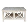 Classic Square Solid Wood Coffee Table with Bottom Shelf