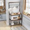 3-Shelf Kitchen Baker's Rack Microwave Stand w/Black Metal Rustic Brown Wood