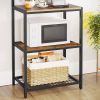 3-Shelf Kitchen Baker's Rack Microwave Stand w/Black Metal Rustic Brown Wood