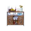 Rustic FarmHome Louvered Doors Storage Sideboard Cabinet with Shelf