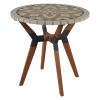 30-Inch Round Bistro Style Outdoor Patio Table with Marble Tile Top