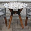 30-Inch Round Bistro Style Outdoor Patio Table with Marble Tile Top