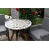 30-Inch Round Bistro Style Outdoor Patio Table with Marble Tile Top