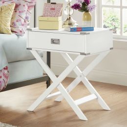 White Modern Bedroom Decor 1-Drawer Nightstand/End Table