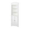 Bathroom Tower Corner Storage Cabinet with 3 Open Shelves in White