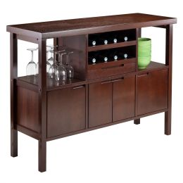 Sideboard Buffet Table Wine Rack in Brown Wood Finish