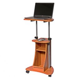 Mobile Sit or Stand Laptop Desk with Adjustable Height in Wood-grain Finish