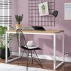 Modern Home Office Desk with White Steel Frame and Wood Table Top