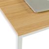 Modern Home Office Desk with White Steel Frame and Wood Table Top