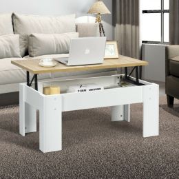 Farmhouse White Lift-Top Multi Purpose Coffee Table Laptop Desk