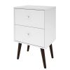 White Modern Mid-Century Style 2-Drawer Nightstand/Side Table