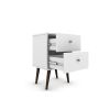 White Modern Mid-Century Style 2-Drawer Nightstand/Side Table