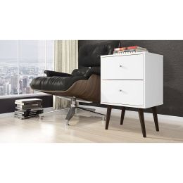 White Modern Mid-Century Style 2-Drawer Nightstand/Side Table