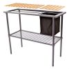 Metal Garden Bench with Wood Top: Outdoor Work Table