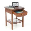 Walnut Wood Finish 1-Drawer Nightstand/Side Table