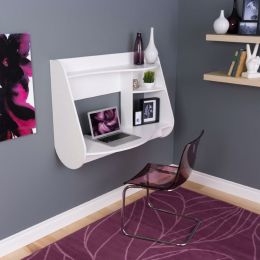 Modern Wall-Mount Laptop Computer Desk in White