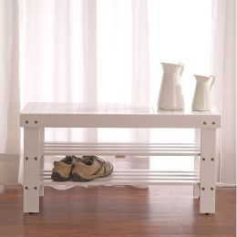 Solid Wood Entryway Storage Bench in White